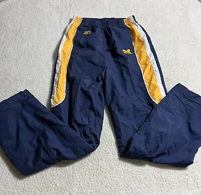 Vintage Michigan Wolverines Starter Track Warmup Pants Mens Medium Blue • $18.99