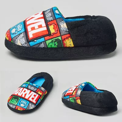 Boys Marvel Slippers Gaming Warm Soft Cosy Mules Boots Shoes Slip On Winter New • £12.95