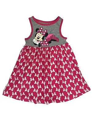 Disney Toddler Girls Pink Polka Dot Bow Minnie Mouse Tank Top Dress • $16.99