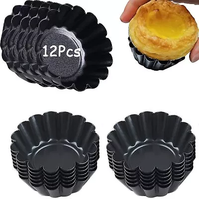 Egg Tart Molds 12PCS Tart Pan Mini Carbon Steel Non Stick Tart Pans Tart Mold... • $24.45