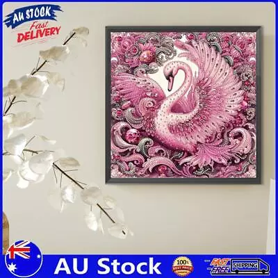 AU 5D DIY Partial Special Shaped Drill Diamond Painting Kit Pink Swan Decor 30x3 • $9.99