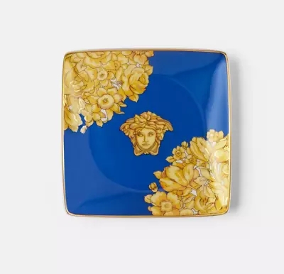 NEW Rosenthal Versace Medusa Rhapsody Flat Square Dish 12cm Blue RRP$169 • $105