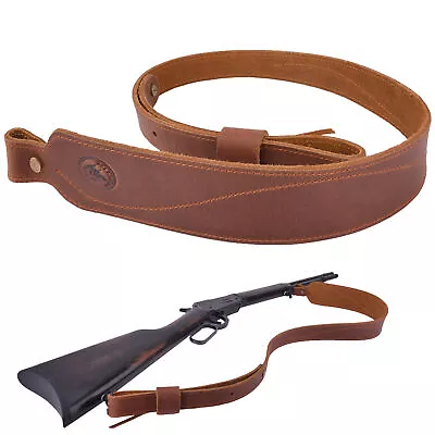 2 Points Brown Leather Rifle Sling Shotgun Strap Shoulder Sling USA Local • $25