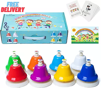 Desk Bells Rainbow Diatonic Hand Bells For Kids With 17 Songbook & Musical Flas • $56.77