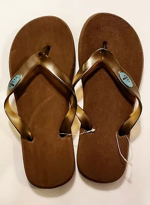 Original Sanuk Mens Vintage Brown & Turquoise Clear Strap Sandals Flip Flops 10 • $29.99
