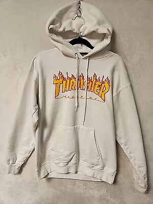 Thrasher Magazine Mens Hoodie Size S White Pullover Logo Long Sleeve (3424) • $39.95