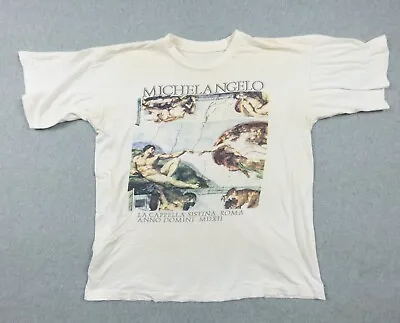 Vintage Michelangelo Shirt Adult Large White 90s Single Stitch Art Tee Adam • $49.99