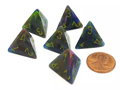 Festive 18mm 4 Sided D4 Chessex Dice 6 Pieces - Rio With Yellow • $6.44