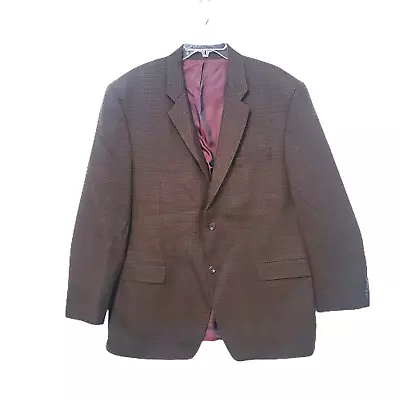 RALPH LAUREN Blue Label Blazer Men 45L Lambswool Houndstooth Brown &Maroon&Green • $31.50