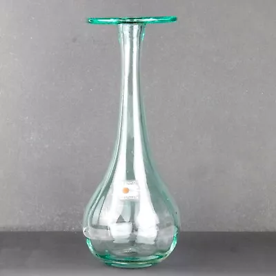 RARE Blenko Vase MCM Blown Crystal Blue #8726S Glass 8.75  Tall With Label 1990 • $75