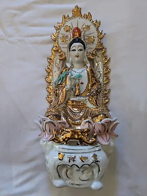 Kwan Yin Guan Yin Quanyin Asian Porcelain Incense Burner  Goddess Of Compassion • $125