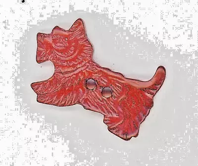 Cherry Red Bakelite Terrier Dog Button. • $9