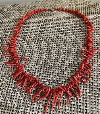 Beautiful Vintage Natural Red Branch Coral Nice Full Strand Must See! • $100
