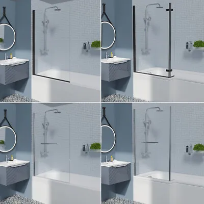 Pivot Bath Shower Screen Folding Square Grid Curved P L Shape Hinged Glass Panel • £81.99