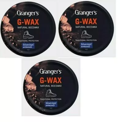 3 X Grangers Fabsil G-Wax Natural Beeswax 80g Leather Boot/Shoe Dubbin Proofer • £11.95