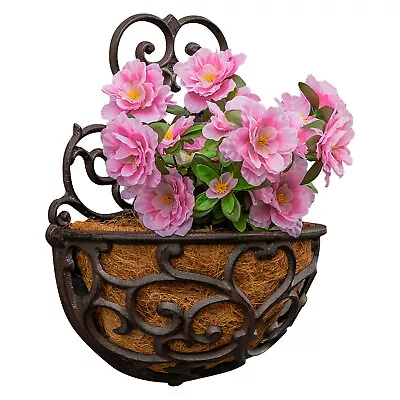 Woodside Cast Iron Wall Mounted Hanging Garden Planter Basket With Coco Liner • £24.99