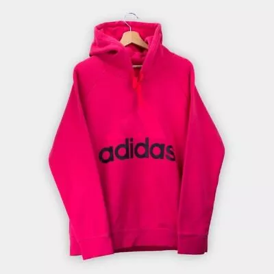 Vintage Adidas Hoodie Pink Spell Out Logo Mens M Medium Y2K • $82.42