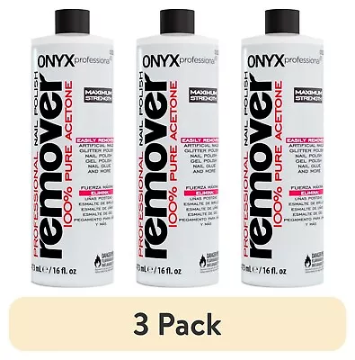 (3 Pack) Onyx Professional 100% Pure Acetone Nail Polish Remover 16 Fl Oz • $17.80