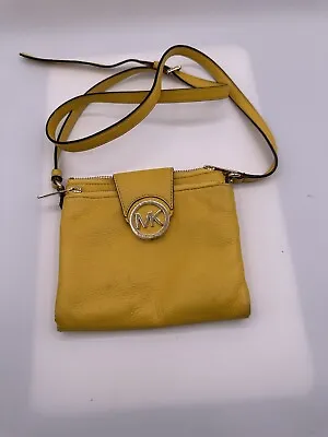 Michael Kors Fulton Yellow Pebbled Leather Crossbody Handbag • $24.99