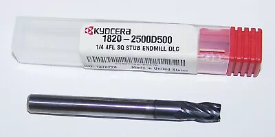 1/4  (.2500 ) Carbide End Mill 4 Flute Stub Diamond Coat Kyocera 1820-2500D500 • $22.05