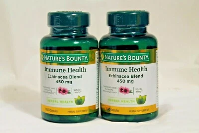 $9.99 • Buy Lot Of 2 Nature's Bounty Immune Health Echinacea Blend 450 MG 100 SEALED Ex 3/23
