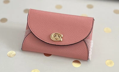 £35 • Buy Coach Turnlock Envelope Leather Card Case Candy Pink/Gold *NEW*
