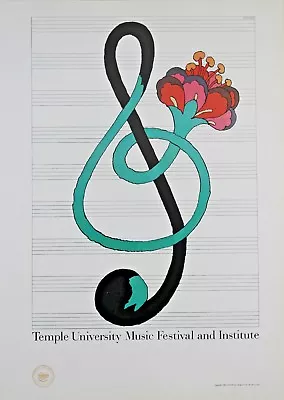 Milton Glaser Lithograph Temple University Music Festival And Institute 1978 • $43.68