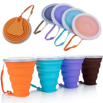 Collapsible Silicone Travel Water Cup Portable Outdoor Camping Coffee Tea Mug • £3.24