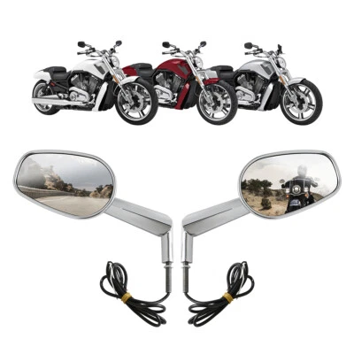 $52.99 • Buy 1X Pair Rear View Mirrors W/ LED Turn Signal Fit For Harley V-ROD Muscle VRSCF