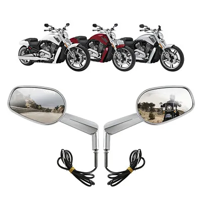 1X Pair Rear View Mirrors W/ LED Turn Signal Fit For Harley V-ROD Muscle VRSCF • $36.99