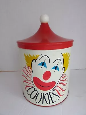 Vintage 1950s Clown Cookie Jar By Decoware Tin Canister Related • $48