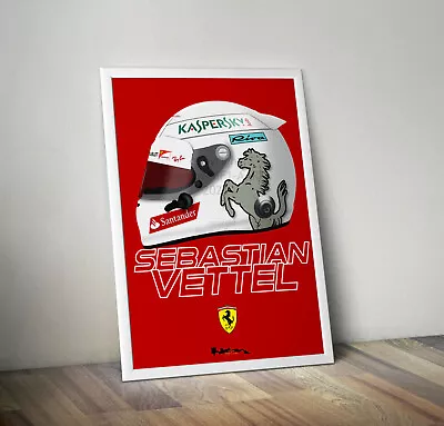 Sebastian Vettel Ferrari F1 2017 Helmet Print - Scuderia GP • $14.93