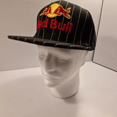 Black And Striped Fitted Cap - Red Bull Hat Size 7 - 1/8 57cm • $18.95