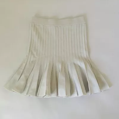 NWOT Zara Skirt Women Medium Off White Pleats Stretch Fitted Flare • $33.24