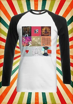 Kanye West Albums  Discography Men Women Long Short Sleeve Baseball T Shirt 2761 • £9.95