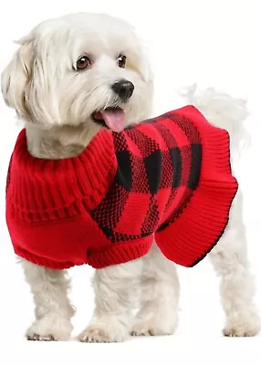 Lelepet Dog Jumper Christmas Dress Knitted Turtleneck Warm Dog Pullover Sweater • £5