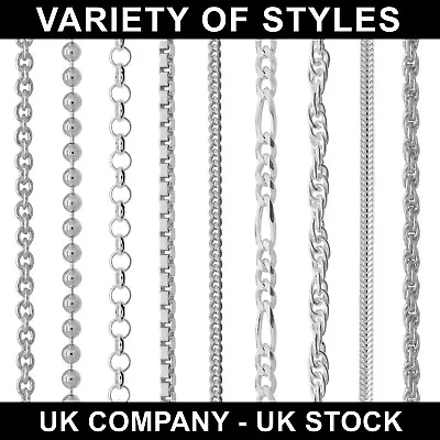 925 Sterling Silver Chain Necklace Curb Rope Various Lengths • £6.49