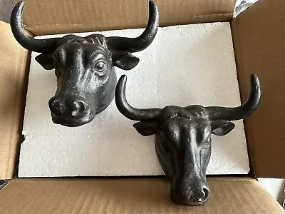 Grandin Road Bull Head Hanging Hat Coat Handbag Hook Set Of 2 • $26.80