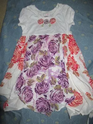 Euc Mimi & Maggie Shabby Rose Scarf Hem Dress Girl 4T Free Ship USA • $13.49