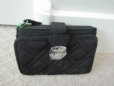 Vera Bradley Pushlock Wallet In Classic Black Microfiber NWT • $23.99