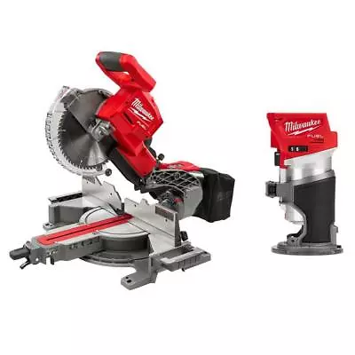 Milwaukee Sliding Miter Saw 10  Dual Bevel + Compact Router 18V Li-Ion Brushless • $781.83