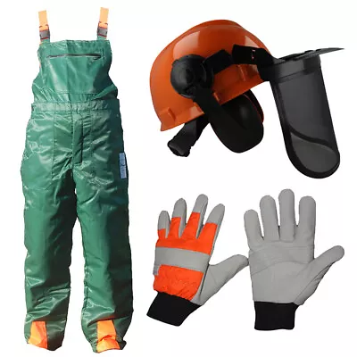 34  Waist Chainsaw Forestry Protection Bib Trousers & Gloves & Helmet Kit • £99.99