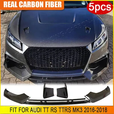 Fits Audi TT RS TTRS MK3 2016-18 Front Bumper Lip Spoiler Splitters REAL Carbon • $461.69