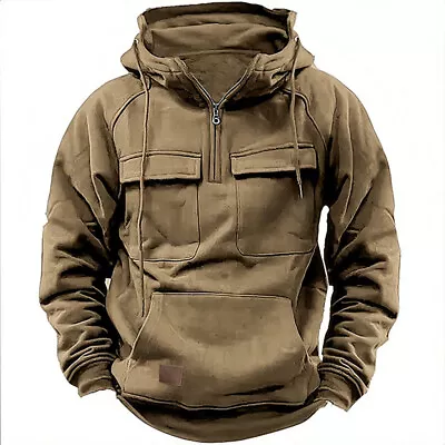 Men's Fall/winter Classic Hooded Solid Color Sweatshirt Sports Pocket Jacket • $30.44