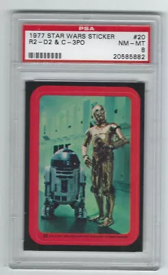 1977 Topps Staw Wars Sticker R2 -D2 & C - 3PO #20 Graded Card PSA 8 • $19.95