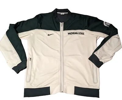 Nike Michigan State Spartans White/Green Full-Zip Warm-Up Jacket Size L • $39.99