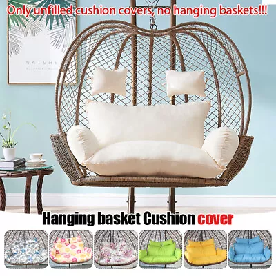 Unstuffed Round Double Hanging Swing Egg Chair Cushion Cover Patio Papasan Cover • $54.04