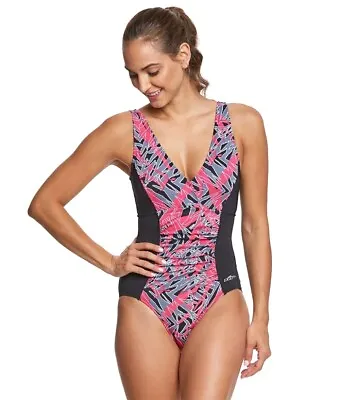 $18.97 • Buy Dolfin Aquashape St Lucia Shirred One Piece Swimsuit Tight Fit Size 12