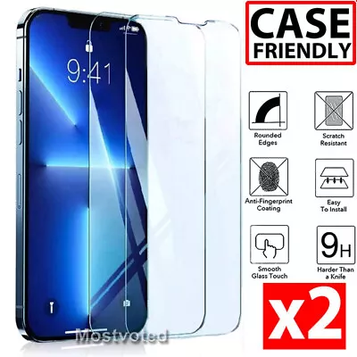 2xTempered Glass Screen Protector For IPhone 15 14 13 12 11 Pro XS Max XR 8 Plus • $7.89