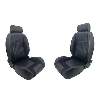 Classic Style High Back Bucket Seats Tilt Lever Black PU Leather Pair For XW XY • $849